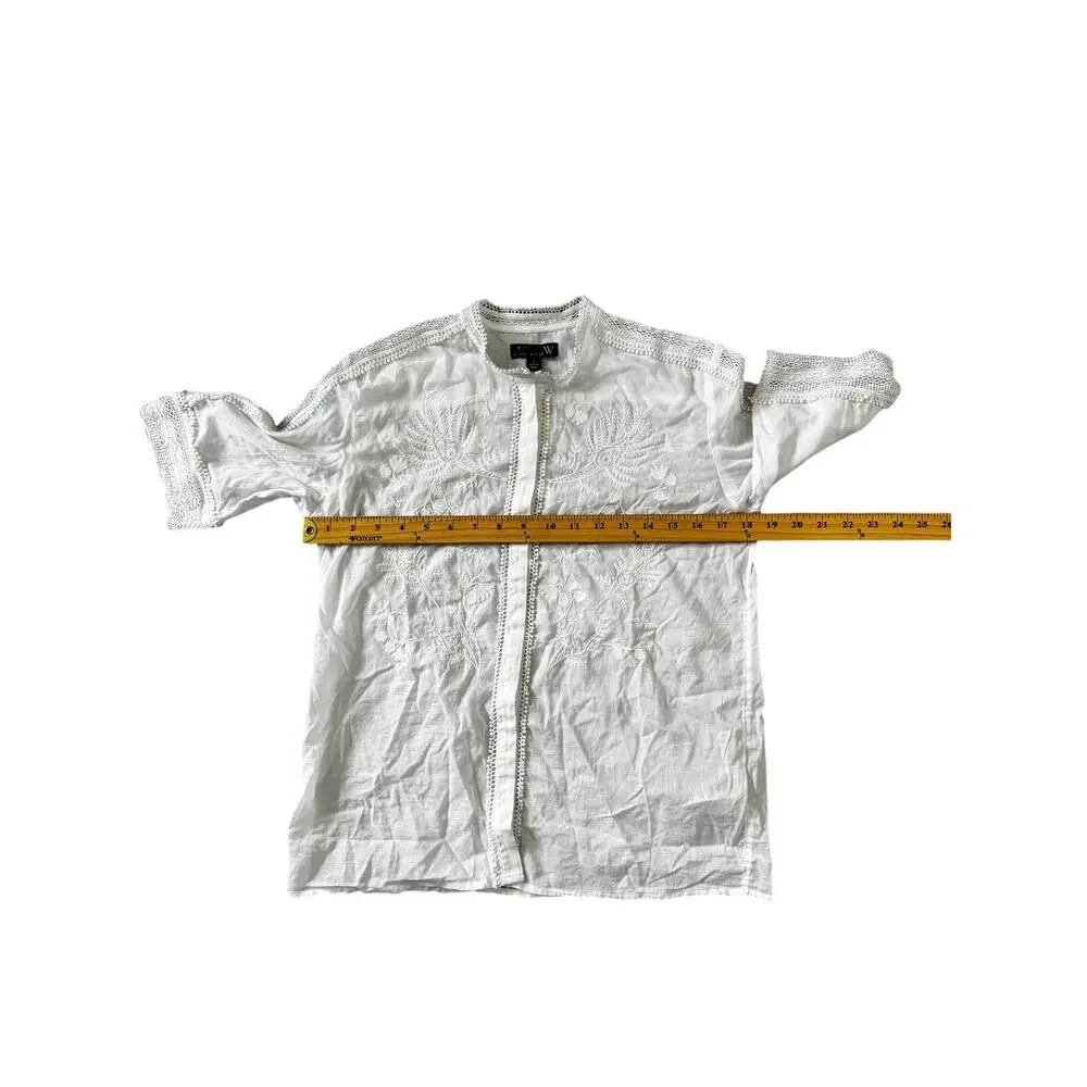 J.Crew Embroidered lace-trim button-up shirt White 2